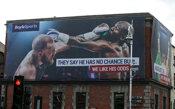 Boyles Sport bookies poster in Dublin on the week of McGregor's fight.