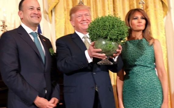 Irish leader Leo Varadkar, President Donald Trump and First Lady Melania Trump on St. Patrick's Day 2018.