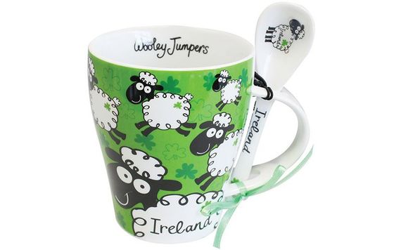 Irish Mug And Spoon Set, Wooly Jumpers.