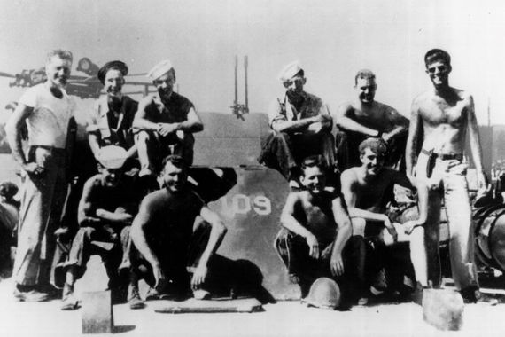 John F. Kennedy (far right) with his men, during World War II.