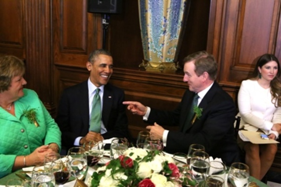 Taoiseach Enda Kenny and Fionnuala Kenny talk with President Obama at the Speaker’s Lunch during the Irish leader’s 2014 St Patrick’s Day trip to the United States. Credit: MerrionStreet.ie