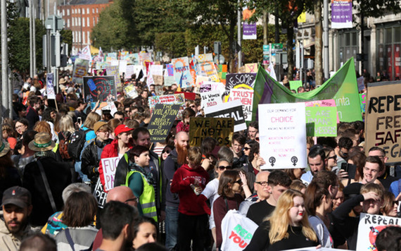 Pro-choice protesters in Dublin last weekend. Image: RollingNews.ie