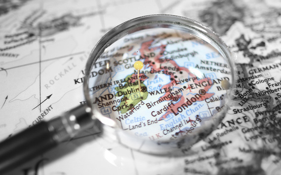 Magnifying glass on map of Ireland. Credit: iStock