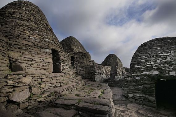 The beehive monastery huts on Skellig Michael. The beehive monastery huts on Skellig Michael.