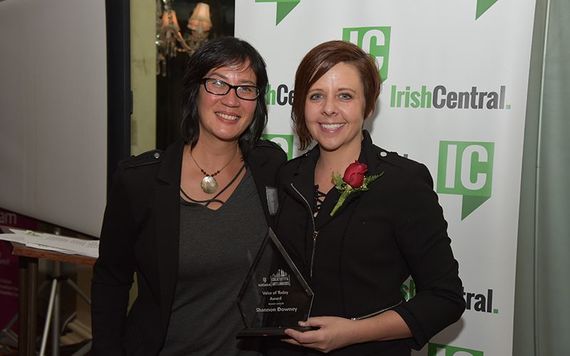 Voice of Today winner Shannon Downey with her wife, Pearl. Photo: Nuala Purcell