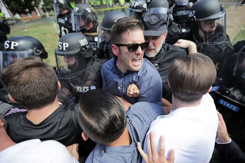 Richard Spencer at the Unite the Right rally in 2017 (Getty Images)