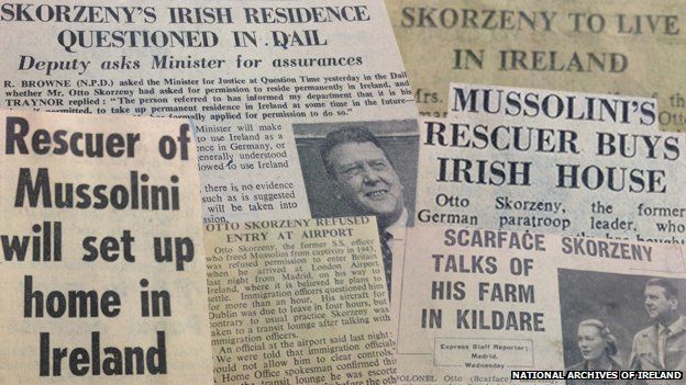Skorzeny's arrival to Ireland made front page news (National Archive of Ireland)