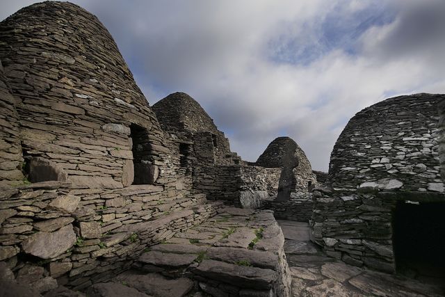 The distinctive beehive huts on Skellig Michael