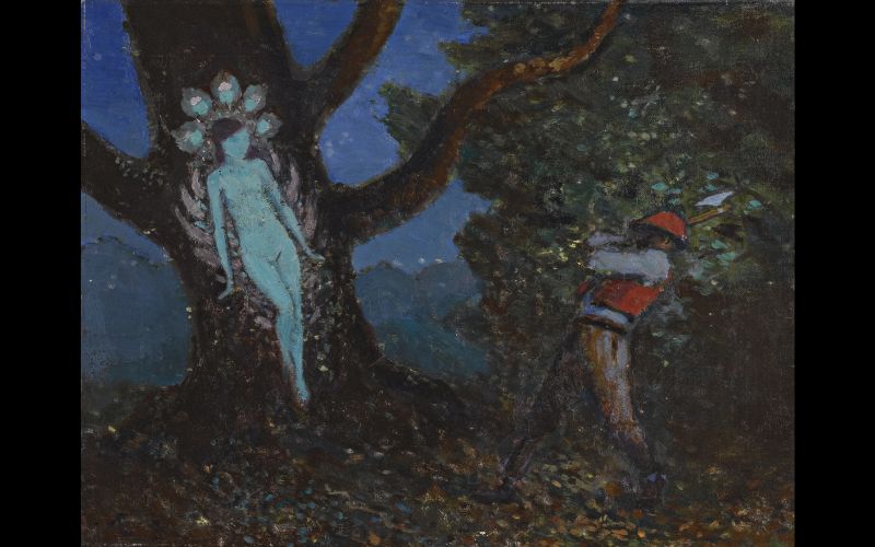 "The Woodchopper and the tree spirit" by George Russell.